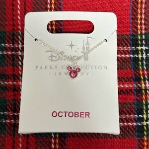 Disney Parks Collection Jewelry Birthstone Necklace October Fuchsia NWT